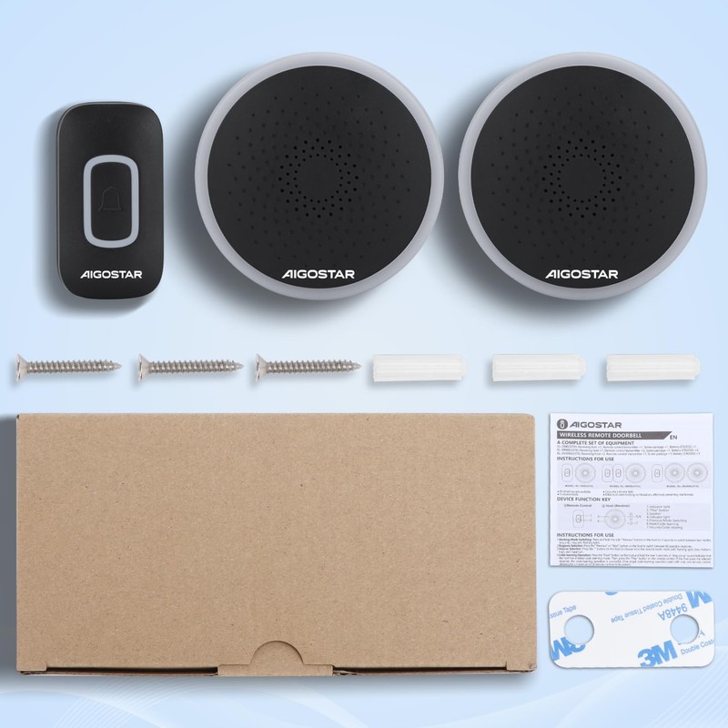 Aigostar Wireless Bell with RGB Light, IP55 Waterproof Outdoor Door