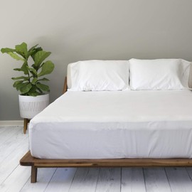 True-Luxury 1000-Thread-Count 100% Egyptian Cotton 4-PC Hotel Quality Bed-Sheet-Set, Single Ply Cotton Yarns, Sateen Weave, Wrinkle Fade Resistant 10-Inch Deep Pockets - [Short-Queen, White]