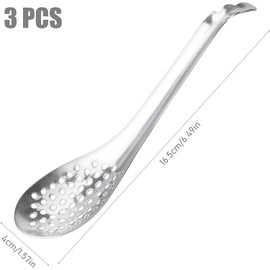 INHEMING Pack of 3 Caviar Spoons, Stainless Steel Spoon with Holes, Slotted Spoon, Sauce Molecular Spoon, Slotted Serving Spoon, Slotted Serving Spoon, Spherification Spoon