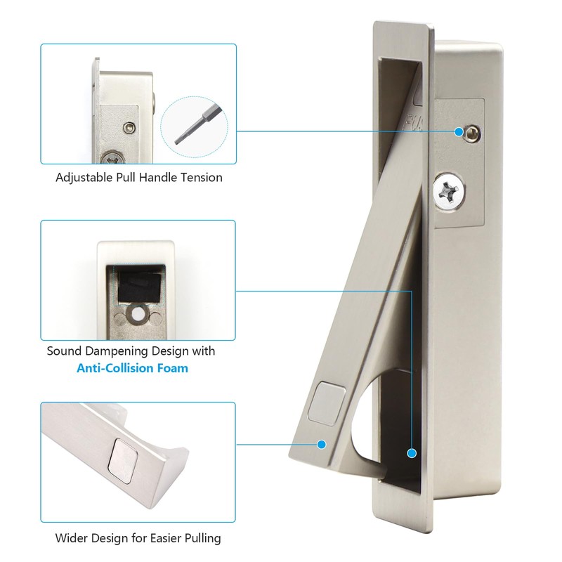 Dontay 2 Pack Pocket Door Handle with Lock and Edge