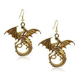 T-ztoss Gold Dinosaur Fantasy Statement Dragons Earrings Gothic Unique Animal Drop Dangle Earrings Mystical Moon Jewelry For Women(gold)