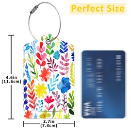 EOBKLAX Luggage Tags for Suitcase,2 Pack Bright Flowers and Plants Luggage Tag with Privacy Flap,Name ID Label and Metal Loop for Women Men Girls Baggage Bag Backpack Instrument
