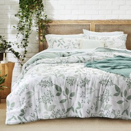 Bedsure Twin/Twin XL Comforter Set - Sage Green Twin Extra Long Comforter Set for College, Floral Bedding Comforter Set, 2 Pieces Reversible Dorm Bedding, Includes 1 Comforter & 1 Pillow Sham