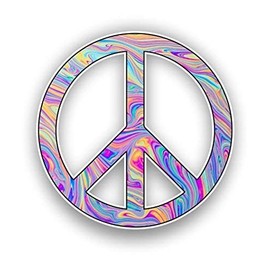 Magnet Peace Sign Tie Dye Magnetic vinyl bumper sticker sticks to any metal fridge, car, signs 5"