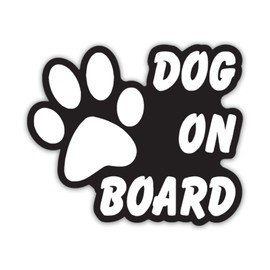 Dog on Board Vinyl Decal Sticker | Cars Trucks Vans Walls Laptops Cups | White on Black | 6 X 5 Inches | KCD910