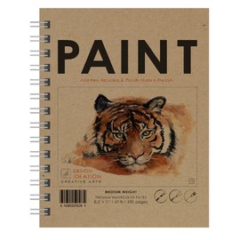 WATERCOLOR BOOK. Wire bound journal style sketchbook for pencil, ink, marker, charcoal and watercolor paints. (8.5" x 11")