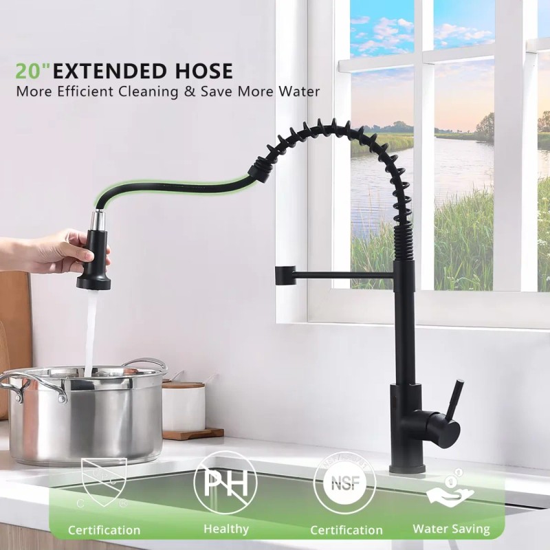 Matte Black Touchless Kitchen Faucet with Pull Down Sprayer, Motion