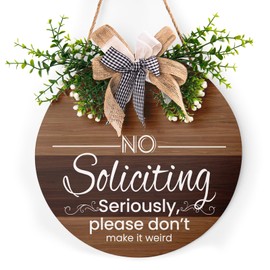 No Soliciting Sign No Soliciting Don‘t Make It Weird Sign Funny No Soliciting Sign for House with Buffalo Plaid Bow 12in No Soliciting Hanging Sign for All Home Front Porch Door Wall Decor