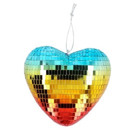 Boland - Shiny Heart Disco Ball, 19 cm, Decoration for Disco Fever Theme Party, Hanging Decoration for Wedding or New Year's Eve