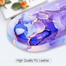 PERFECTSIGHT Hard Shell Eyeglasses Case, Floral Protective Glasses Case, Fabric or PU Leather Eyeglass Case for Women Girls (Purple Marble)