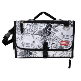 Nuby Portable Baby Changing Pad Station, Quick Wipe Clean Changing Mat with Built-in Pillow, Animal Faces Print