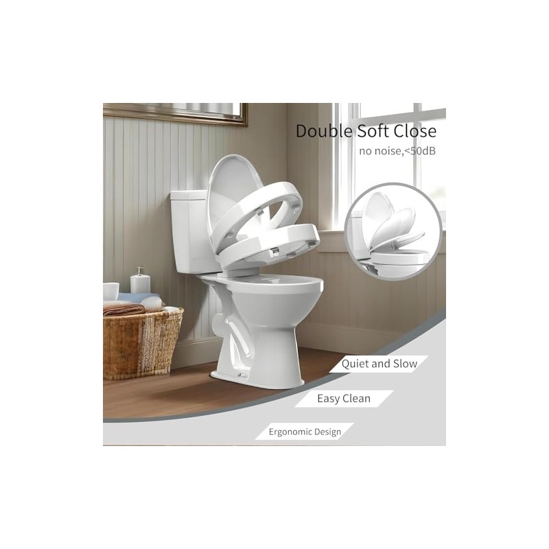 Aünsffer Raised 2.91'' Toilet Seat Elongated, Toilet Seat Riser for