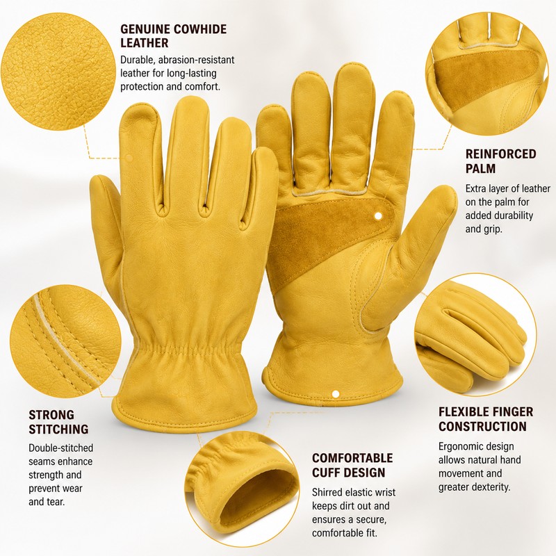 Heavy Duty Leather Work Gloves for Men & Women –