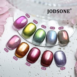 JODSONE 10-Color Cat Eye Gel Nail Polish Set Base Coat and Top Coat Magnet Stick Iridescent Glass Cat Eye for nail art DIY at Home