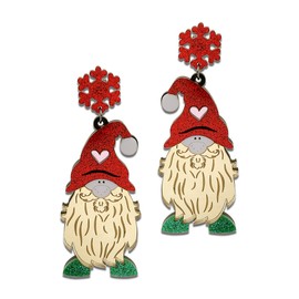 JeanBeau Large Christmas Gnome Santa Claus Dangle Drop Earrings for Women Holiday Earrings Sparkly Acrylic Resin Red Snowflake Xmas Dangling Decoration Christmas Accessories Jewelry Gift