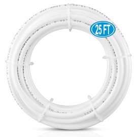 25FT 3/8 Inch O.D.RO Water Tubing,NSF Certified Water Line for RO(Reverse Osmosis) Water Purifier Filter System,BPA free Flexible Tubing(white)