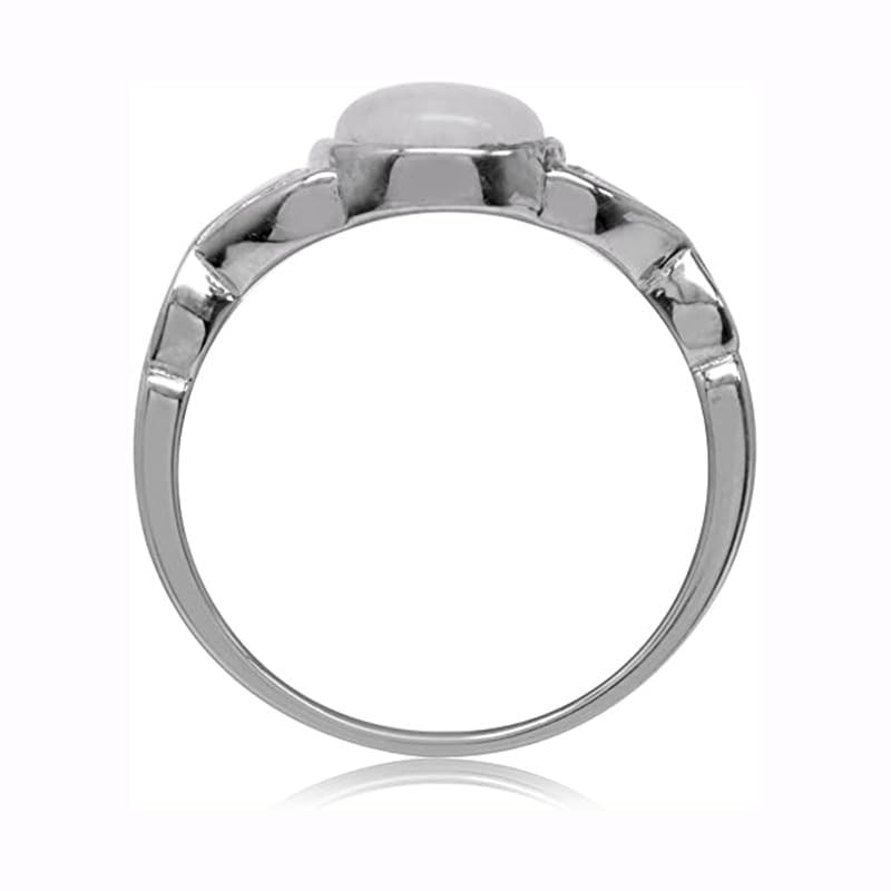 Fashion Stainless Steel Created Moonstone Wedding Engagement Solitaire Ring (Silvery,