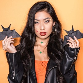 5 Hojas De Tatuajes Temporales De Halloween Pegatinas Con Cara De Estrella Con Purpurina Tatuajes De Transferencia Impermeables Diseños Con Purpurina Tatuajes Dorados Para Mujeres Y Niñas