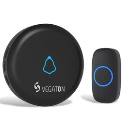 VEGATON Wireless Doorbell kits with IP55 Waterproof Level, 500ft Range, 5 Volume Levels with 32 Doorbell Chimes Color LED Flash, Black