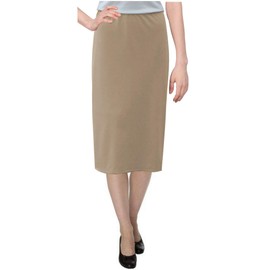 Baby'O Women's Basic Modest 26" Below The Knee Length Stretch Knit Straight Skirt (12, Tan Khaki)