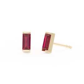 Ruby Stud Earrings for Women, Rectangle Stud Earrings - Hypoallergenic 18K Gold Stud Earrings, Genuine 925 Sterling Silver - July Birthstone Mothers Day Gifts (6.5mm Rectangle)