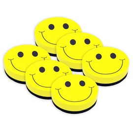 Ashley Productions Magnetic Whiteboard Eraser, Smile Face, Pack of 6