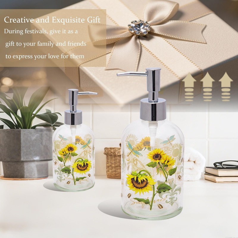 Topadorn 17 Oz Glass Soap Dispenser with Rust Proof Stainless