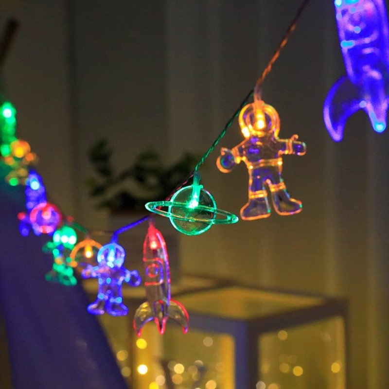 LELYFIT 20LED 3.0M Spaceman Cartoon String Lights, Astronaut Planet Rocket