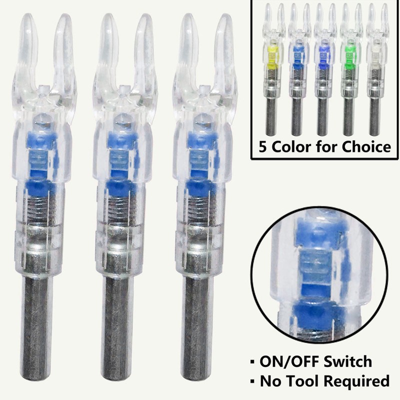 3PCS Archery Lighted Nocks Plastic Automatic with Switch 6.2mm Inner