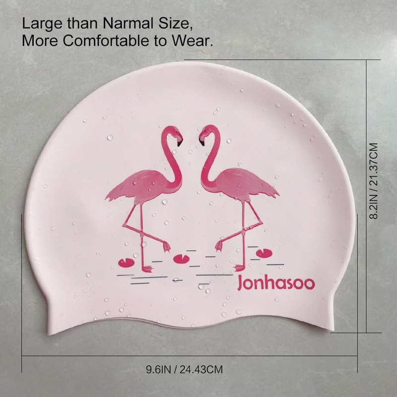 Jonhosoo Silicone Swim Cap for Women, Waterproof Long Hair Swimming