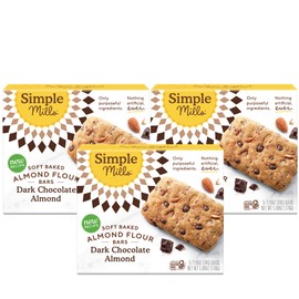 Simple Mills Almond Flour Snack Bars, Dark Chocolate Almond - Gluten Free, Made with Organic Coconut Oil, Breakfast Bars, Healthy Snacks, Paleo Friendly, 6 Ounce (Pack of 3)