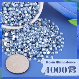 4000PCS 4mm Resin Rhinestones in Bulk (Light Blue), Bedazzling Flatback Crystals Rhinestones for Crafting DIY Nail Decoration, Gems Diomand Charms for Tumbler Shoes Clothing Fabric