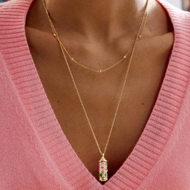 BaubleBar Initial Spinner Charm Necklace - Personalized Gold-Plated Pendant Necklace for Women w/Spinning Beads, Initial Necklace with Interchangeable Charms, Easy Twist Open Design - Letter G