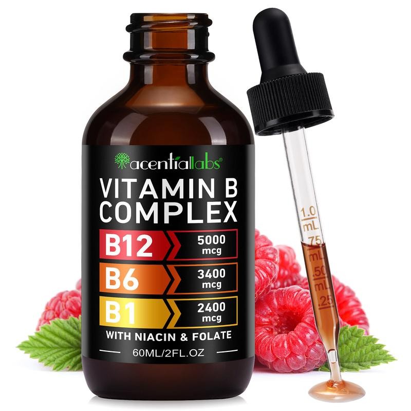 acentiallabs Vitamin B12 Liquid Drops, B12 Sublingual 5000 mcg, Vitamin