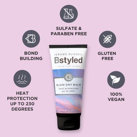 Jerome Russell BStyled Blow Dry Balm - Extend your Blow Dry & Keep Hair Moisturised, Heat Protection for Hair & Scalp Treatment, with Pomegranate & Turmeric, Vegan, 150ml