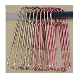 10-Pack Jumbo Paper Clips – 4” Giant Decorative Metal Paperclips, Oversized Bookmark for Office, School, Cute Desk Accessories, Clear Box (Gold, Rose Gold)