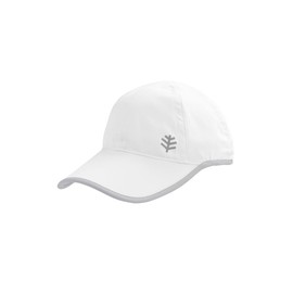 Coolibar UPF 50+ Men's Women's Lenny Sport Cap - Sun Protective (Large/X-Large- White/Silver)