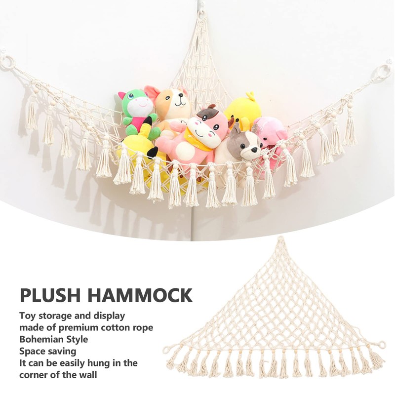 Stuffed Animal Toy Hammock, Boho Hanging Macrame Stuff Toys Organizer