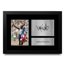 HWC Trading FR A4 Linford Christie Gifts Printed Signed Autograph Picture for Athletics Sport Memorabilia Fans - A4 Framed