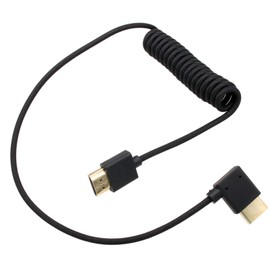 HangTon HDMI 8K 4K 30p 60p Cable for Atomos Ninja Ultra Sony FX30 FX6 FX9 Canon C500 BGH1 GH6 Camera FEELWORLD Z CAM E2 F6, Right Angle Type A HDMI 2.1 Braided Coil 50 cm