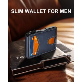 ZALVEX Wallet for Men, Mens Minimalist Wallet 9-13 Cards, Slim Compact Wallet with Money Clip & ID Window, RFID Blocking Smart Pop Up Card Wallet, Metal Aluminum Credit Card Holder Bifold Wallet