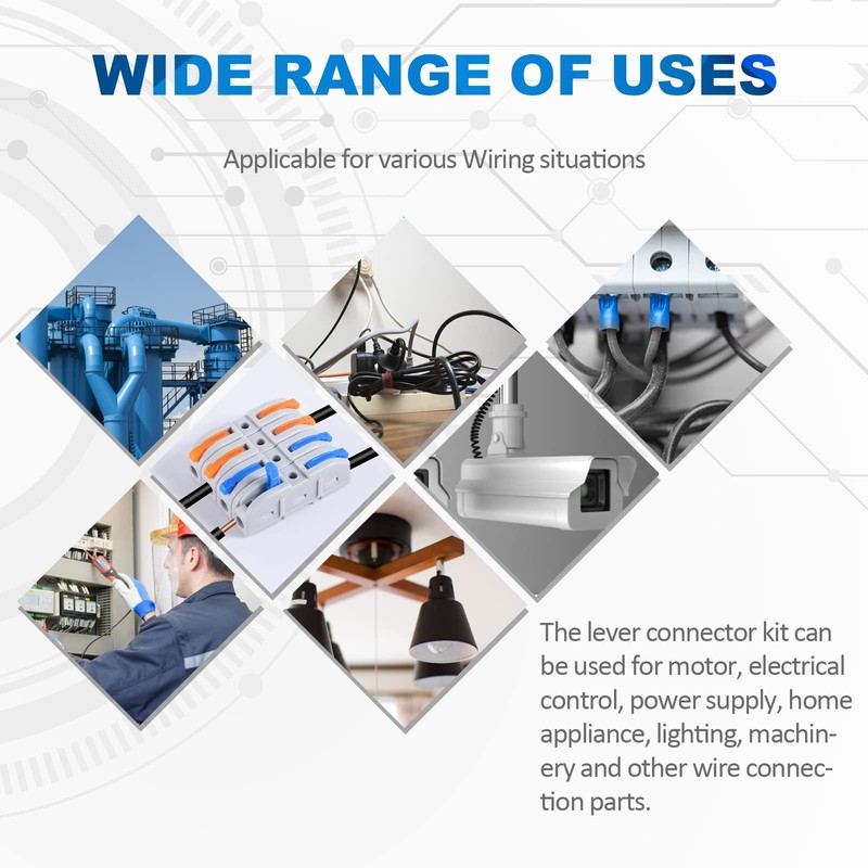 Lever Wire Connectors, HTCELLE 100-Piece Inline Wire Connectors kit for