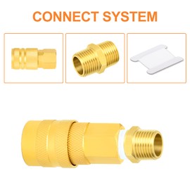 GASHER 5PCS Brass Pipe Fitting, Reducing Hex Nipple, 1/4-Inch Male Pipe x 1/4-Inch Male Pipe