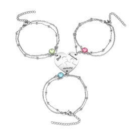 BOPREINA 3 Pcs Puzzle Piece Bracelet Set for Family Best Friend Stainless Steel Best Friends Forever Anklet Bracelet BFF Matching Heart Pendant Friendship Jewelry for Women