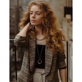 KOOUNUATA 18K Gold Plated Heart Pendant Necklace Long Sweater Chain Necklace Dainty Layered Lariat Jewelry for Women