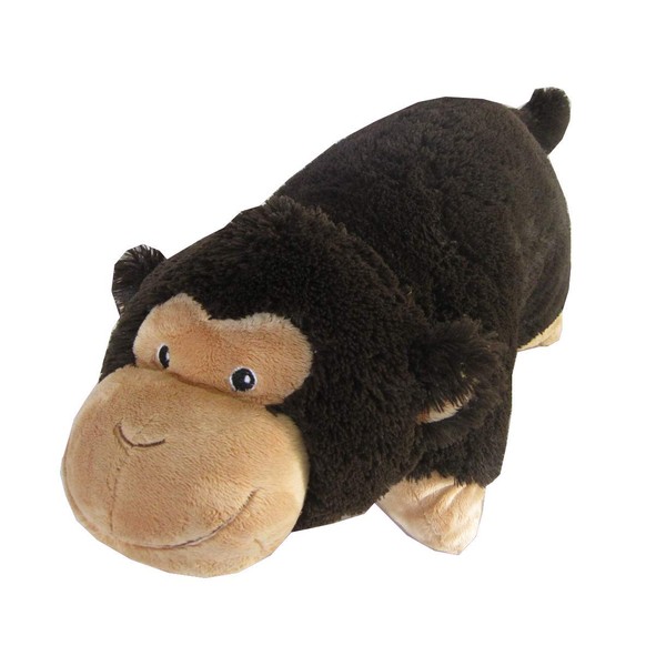 Monkey Zoopurr Pets 19" Large, 2-in-1 Stuffed Animal and Pillow with Embroidered Eyes | Expandable Cushion | Premium Soft Plush Cute Toy Travel Comfort | Great Present for Toddlers & Kids