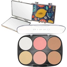 MTZ COSMETICS - KIT ROSTRO INCREIBLE - Espejo de bolsillo MTZ + Paletas Para Rostro Bissú Todo en 1. Rubor, Bronceador, Iluminador (01 La Mera Mera)