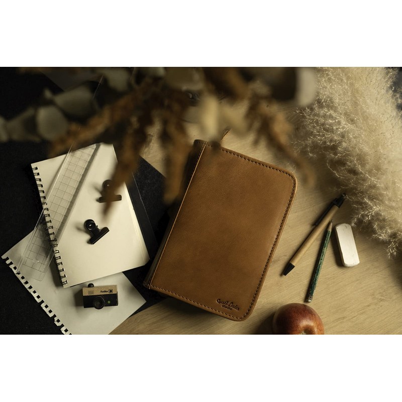 Gusti Yannick Leather Pencil Case for Men and Women, brown,
