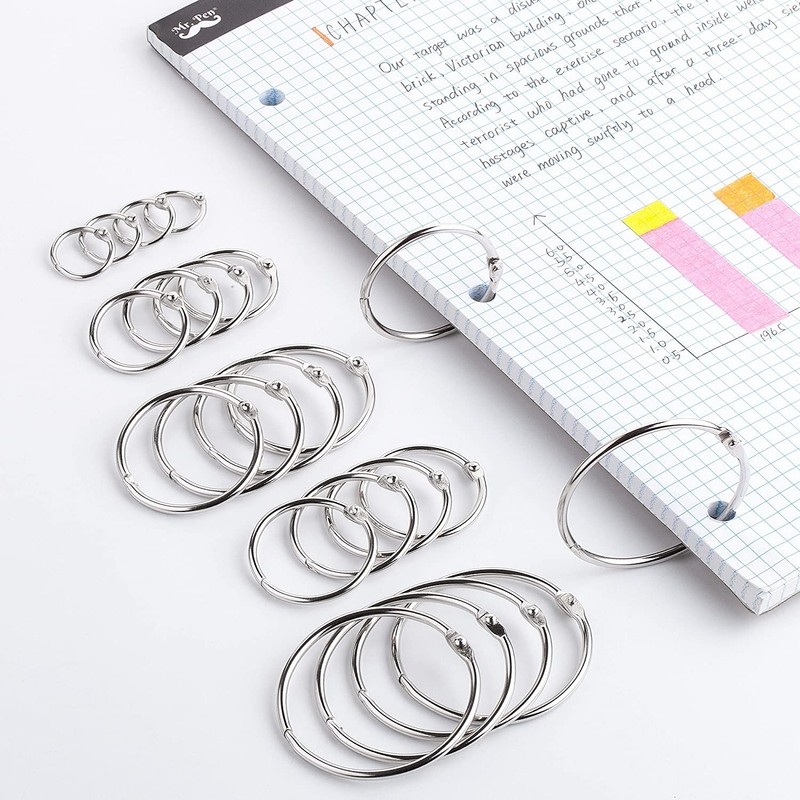 QUBORT Bookbinding Rings, Pack of 50 Books Rings Metal Rings