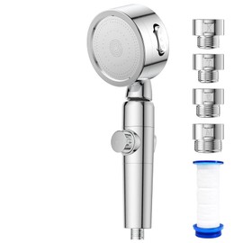 シャワーヘッド 増圧 80%節水シャワープロ 浄水 塩素除去 極細水流 しゃわーへっど 高水圧 角度調整 3階段モード 止水ボタン 水漏れ防止テープ 取付簡単 広幅適用 国際汎用基準G1/2の規格 アダプター付 Fekmia-HS-49